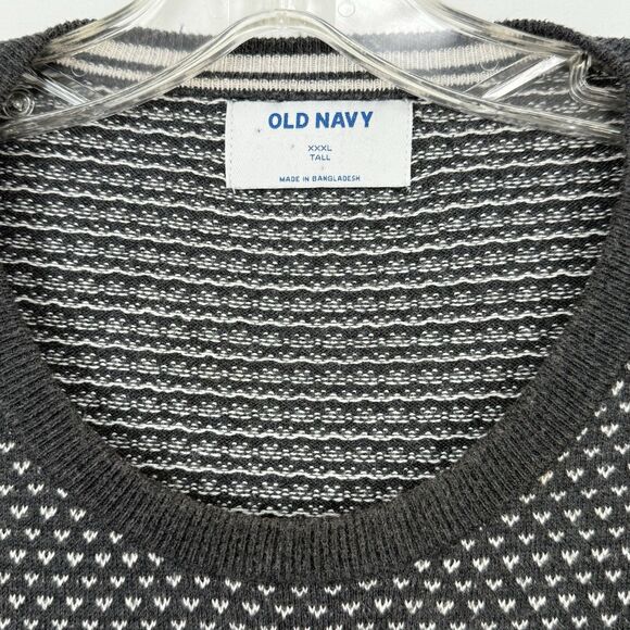 OLD NAVY Men's Sweater 3XL TALL Crew Neck Grey White Long Sleeves - Picture 8 of 13